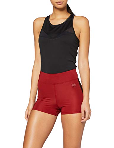 Marca Amazon - AURIQUE Shorts de Deporte con Banda Lateral Mujer, Rojo (Red Dhalia), 38, Label:S Marca Amazon - AURIQUE Shorts de Deporte con Banda Lateral Mujer, Rojo (Red Dhalia), 38, Label:S