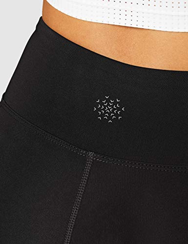 Marca Amazon - AURIQUE Shorts para Correr con Banda Lateral Mujer, negro (negro/blanco), 42, Label:L