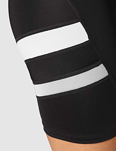 Marca Amazon - AURIQUE Shorts para Correr con Banda Lateral Mujer, negro (negro/blanco), 42, Label:L