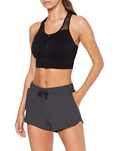 Marca Amazon - AURIQUE Shorts para el Gimnasio Mujer, Gris (Charcoal Marl), 38, Label:S