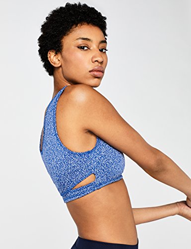 Marca Amazon - AURIQUE Sujetador Deportivo de Bajo Impacto para Yoga Mujer, Azul, L, Label:L