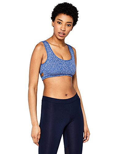 Marca Amazon - AURIQUE Sujetador Deportivo de Bajo Impacto para Yoga Mujer, Azul, L, Label:L