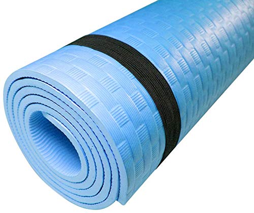 Marca Amazon Esterilla Yoga Espeso Antideslizante Alfombrilla de Yoga Espesor 8/10 mm Esterilla Pilates Esterilla Deporte con Correa de Hombro (Azul)