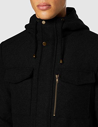 Marca Amazon - find. Chaqueta Utilitaria Hombre, Negro (Black), M, Label: M