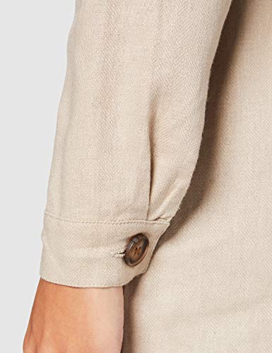 Marca Amazon - find. Mono de Lino Casual con Manga Larga Mujer, Beige (Natural), 46, Label: XXL Marca Amazon - find. Mono de Lino Casual con Manga Larga Mujer, Beige (Natural), 46, Label: XXL