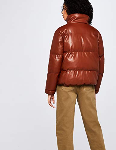 Marca Amazon - find. Pu Puffa Jacket Chaqueta Mujer, Marrón (Brown), 36, Label: XS