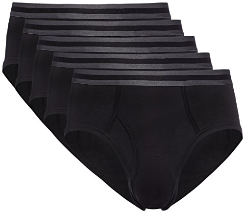Marca Amazon - find. Slip para Hombre Y-Front, Pack de 5, Negro (Black X5), M, Label: M Marca Amazon - find. Slip para Hombre Y-Front, Pack de 5, Negro (Black X5), M, Label: M