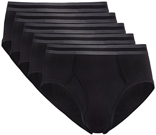 Marca Amazon - find. Slip para Hombre Y-Front, Pack de 5, Negro (Black X5), M, Label: M