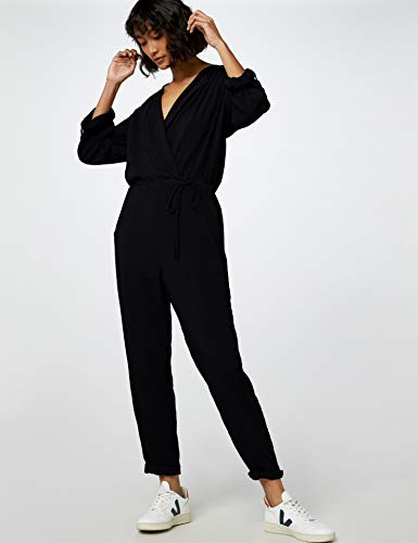 Marca Amazon - find. Soft Tie Waist Mono Mujer, Negro (Black), 36, Label: XS Marca Amazon - find. Soft Tie Waist Mono Mujer, Negro (Black), 36, Label: XS