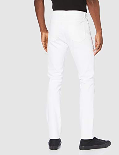 Marca Amazon - find. Vaqueros Ceñidos con Bajo Elástico Hombre, Blanco (White), 34W / 32L, Label: 34W / 32L