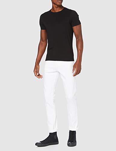 Marca Amazon - find. Vaqueros Ceñidos con Bajo Elástico Hombre, Blanco (White), 34W / 32L, Label: 34W / 32L