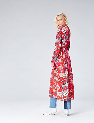 Marca Amazon - find. Vestido Midi Cruzado Mujer, Rojo (Red Mehrfarbig), 38, Label: S Marca Amazon - find. Vestido Midi Cruzado Mujer, Rojo (Red Mehrfarbig), 38, Label: S