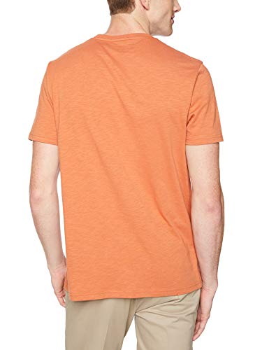Marca Amazon – Goodthreads – Camiseta ligera con cuello redondo de algodón flameado para hombre, Naranja (Rust), US S (EU S)