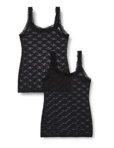 Marca Amazon - Iris & lilly Camiseta de Tirantes de Encaje Mujer, Pack de 2, Negro (Black), XXL, Label: XXL