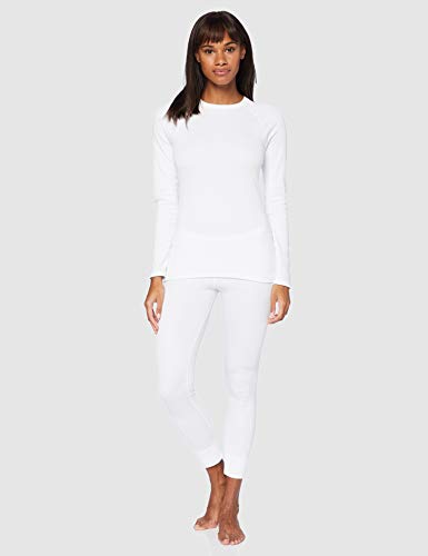Marca Amazon - IRIS & LILLY Leggins Interiores Mujer, Pack de 2, Blanco (White), M, Label: M