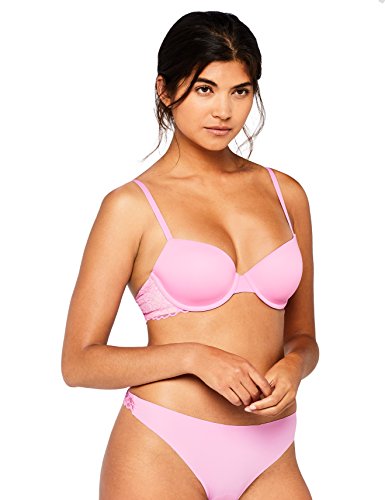 Marca Amazon - IRIS & LILLY Sujetador con Aros y Copa Preformada con Encaje Mujer, Rosa (Begonia Pink/sand Dollar), 90C, Label: 34C Marca Amazon - IRIS & LILLY Sujetador con Aros y Copa Preformada con Encaje Mujer, Rosa (Begonia Pink/sand Dollar), 90C, Label: 34C