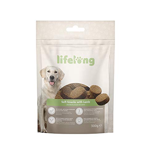 Marca Amazon - Lifelong - Treats para perros, ricos en proteínas, con cordero, pato, pavo y vacuno (4 packs x 300gr) Marca Amazon - Lifelong - Treats para perros, ricos en proteínas, con cordero, pato, pavo y vacuno (4 packs x 300gr)