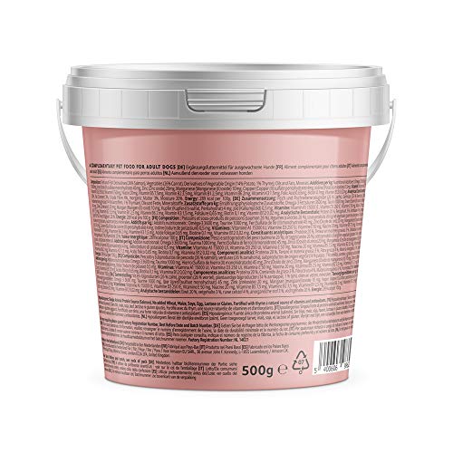 Marca Amazon - Lifelong - Treats para perros, sin trigo, con mono-proteína, con salmón, zanahoria y tomillo (4 botes x 500gr) Marca Amazon - Lifelong - Treats para perros, sin trigo, con mono-proteína, con salmón, zanahoria y tomillo (4 botes x 500gr)