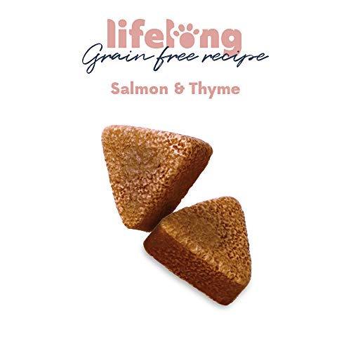 Marca Amazon - Lifelong - Treats para perros, sin trigo, con mono-proteína, con salmón, zanahoria y tomillo (4 botes x 500gr) Marca Amazon - Lifelong - Treats para perros, sin trigo, con mono-proteína, con salmón, zanahoria y tomillo (4 botes x 500gr)