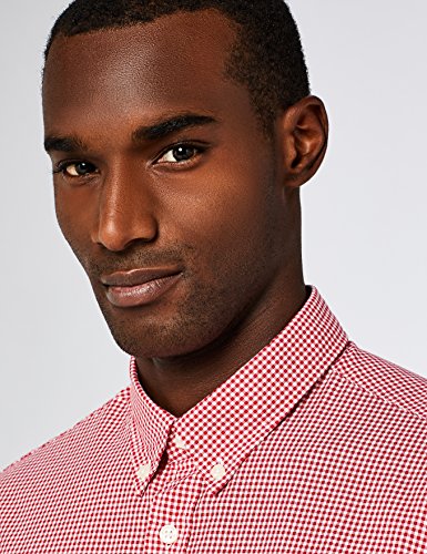 Marca Amazon - MERAKI Camisa Manga Larga de Algodón Entallada Hombre, Rojo (Red), XXL, Label: XXL Marca Amazon - MERAKI Camisa Manga Larga de Algodón Entallada Hombre, Rojo (Red), XXL, Label: XXL