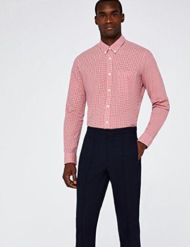 Marca Amazon - MERAKI Camisa Manga Larga de Algodón Entallada Hombre, Rojo (Red), XXL, Label: XXL Marca Amazon - MERAKI Camisa Manga Larga de Algodón Entallada Hombre, Rojo (Red), XXL, Label: XXL