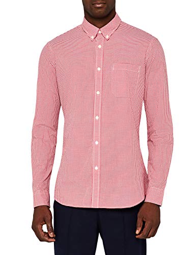 Marca Amazon - MERAKI Camisa Manga Larga de Algodón Entallada Hombre, Rojo (Red), XXL, Label: XXL Marca Amazon - MERAKI Camisa Manga Larga de Algodón Entallada Hombre, Rojo (Red), XXL, Label: XXL