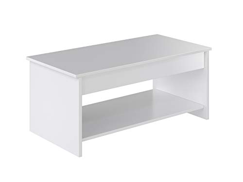 Marca Amazon - Movian Aggol Modern - Mesa de centro elevable con balda inferior, 50 x 100 x 44 cm (blanco)