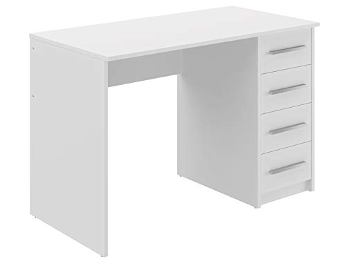 Marca Amazon - Movian Idro Modern - Escritorio con 4 cajones, 56 x 110 x 73 cm (blanco)