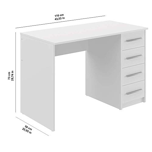 Marca Amazon - Movian Idro Modern - Escritorio con 4 cajones, 56 x 110 x 73 cm (blanco) Marca Amazon - Movian Idro Modern - Escritorio con 4 cajones, 56 x 110 x 73 cm (blanco)