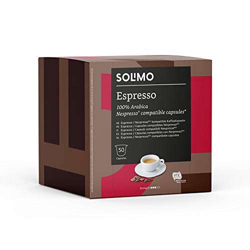Marca Amazon - Solimo Cápsulas Espresso, compatibles con Nespresso - 100 cápsulas (2 x 50) Marca Amazon - Solimo Cápsulas Espresso, compatibles con Nespresso - 100 cápsulas (2 x 50)