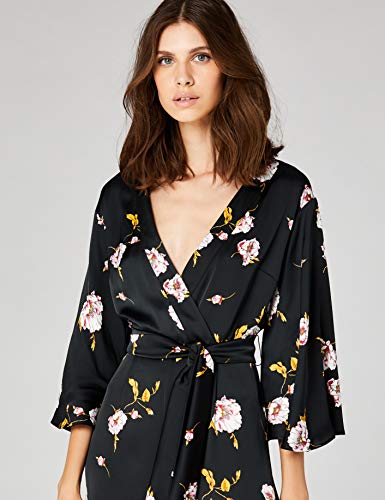 Marca Amazon - TRUTH & FABLE Mono de Noche con Manga Corta Mujer, Negro (Black Black), 34, Label: XXS Marca Amazon - TRUTH & FABLE Mono de Noche con Manga Corta Mujer, Negro (Black Black), 34, Label: XXS