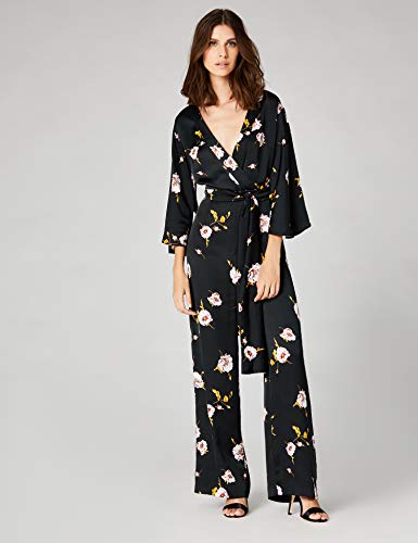Marca Amazon - TRUTH & FABLE Mono de Noche con Manga Corta Mujer, Negro (Black Black), 40, Label: M Marca Amazon - TRUTH & FABLE Mono de Noche con Manga Corta Mujer, Negro (Black Black), 40, Label: M