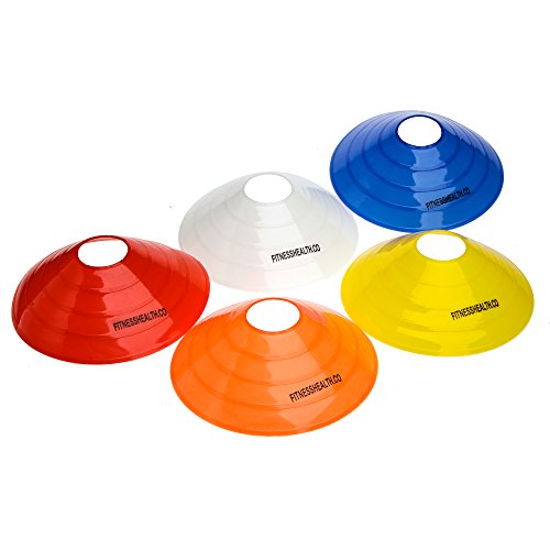 Marcador FH tipo cono de platillo | Para fútbol, rugby, hockey, entrenamiento de equipo, ejercicios de agilidad, FH-SPEED-CONE-25, Red, Yellow, Blue, White, Orange, Cones 10 - 2 each colour