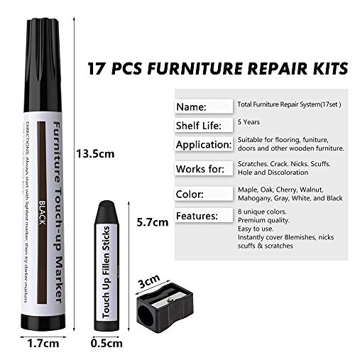 Marcadores Madera Para Muebles, 17pcs Rotuladores Reparadores para Mobiliario, Reparación de Muebles Pintura y Rayado Reparadores Retoques para Manchas,Rasguños,Piso de madera,Oficina,Cama,Mesa Marcadores Madera Para Muebles, 17pcs Rotuladores Reparadores para Mobiliario, Reparación de Muebles Pintura y Rayado Reparadores Retoques para Manchas,Rasguños,Piso de madera,Oficina,Cama,Mesa