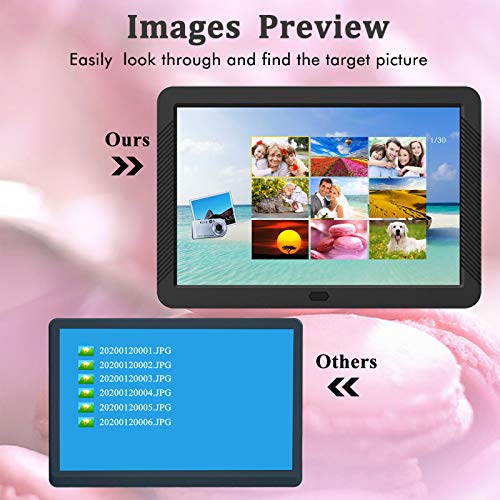 Marco Digital 8 Pulgadas, Marco de Fotos Digital con Tarjeta SD 32GB y Control Remoto, IPS Pantalla de Alta Resolución (1920 x 1080), Reproductor de Foto/Música/Video/Despertador/Calendario, Negro
