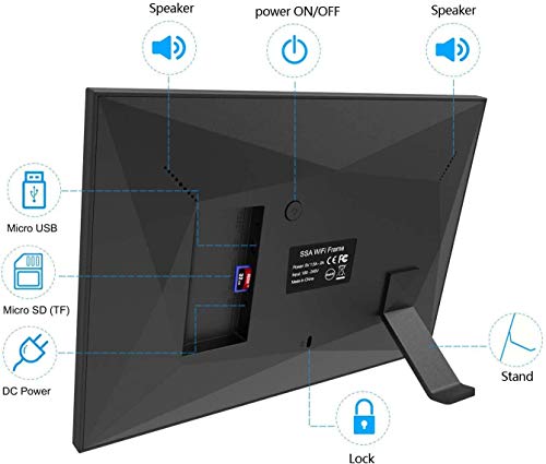 Marco Digital - UCMDA WiFi Frame Marco Digital de Fotos Cloud Pantalla Táctil IPS HD 1280x800 16GB Rotación Automática Smart Marco, Comparta Imagen y Videos a Través de la Aplicación(8 pulgunda)