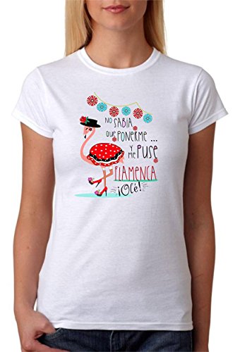 MardeTé Camiseta Flamenca Divertida. No sabía Que ponerme y me puse Flamenca, Ole. Camiseta Regalo, para Despedidas, Feria, Fiesta, Grupo solteras. (XXL)