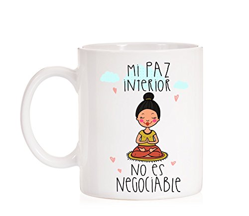 MardeTé Taza Mi Paz Interior no es negociable. Taza de Regalo Muy Original. Taza para Yoga, Reiki, meditación, relajación, centros Masaje.