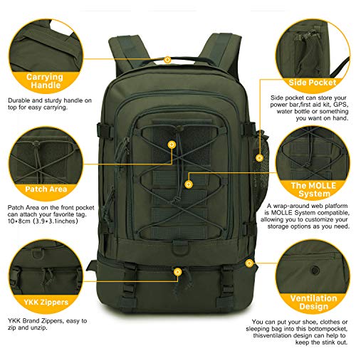 Mardingtop 28L Mochila Militar Táctical Bolsa de Asalto Molle Mochila Moto Mochilas de Senderismo Unisex para Acampada, Caza, Aire Libre Ciclismo y más Verde Militar