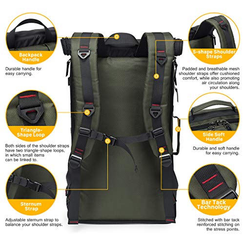 Mardingtop Mochila de Senderismo 40 litros Bolso de Viaje Multifuncional 3 en 1 Mochilas Bolso de Hombro Resistente al Agua