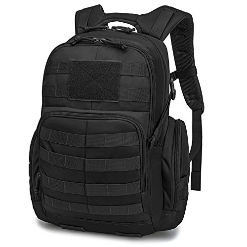 Mardingtop Mochila Táctica Militar Mochila de Asalto Molle Bolsa de Emergencia Mochilas Asalto Unisex para Senderismo Acampada Caza y Actividad al Aire Libre (25L,Negro)