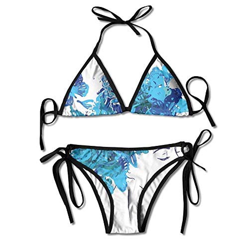 Mariposa Cabello Chica Bikini Traje de baño de Verano para Mujer Triángulo Top Bikinis Traje de baño Conjunto de 2 Piezas