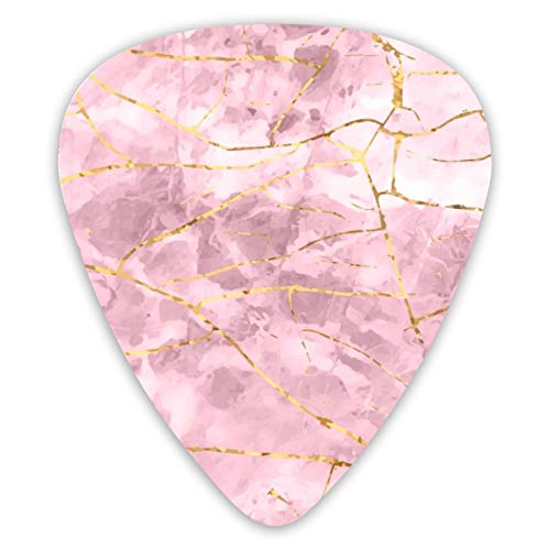 Mármol Diseño de mármol en oro rosa para folletos de carteles Púas de guitarra (paquete de 12) Púas de guitarra para guitarras acústicas Incluye fino, utilizado para ukelele y otros instrumentos