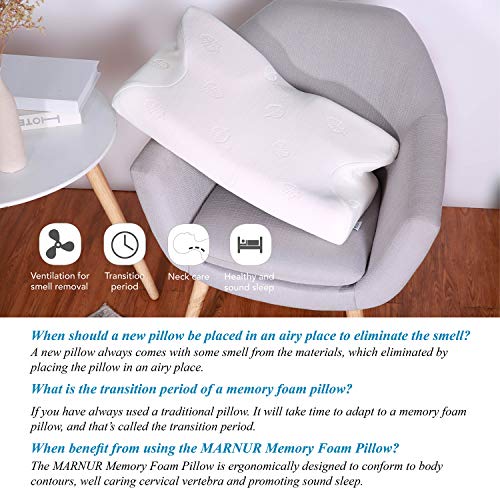 MARNUR Almohada Cervical con Certificación RoHS Espuma + Funda de Almohada Blanca MARNUR Almohada Cervical con Certificación RoHS Espuma + Funda de Almohada Blanca