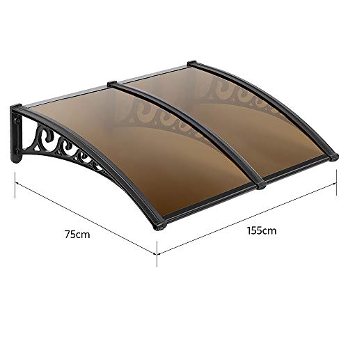 Marquesina para Puertas Ventanas Toldo Sólido Porche Delantero, Sombra Exterior,Techo (75x155cm, Marrón)