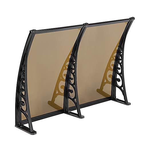 Marquesina para Puertas Ventanas Toldo Sólido Porche Delantero, Sombra Exterior,Techo (75x155cm, Marrón)