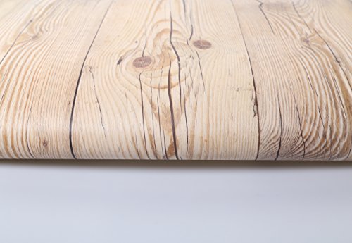 (Marrón Vintage, Paquete de 1) Papel tapiz de mural autoadhesivo con veta de madera reciclada y rústica 50cm X 3M (19,6" X 118"), 0,15mm Para revestimiento de restauración de muebles, sala de estar