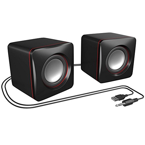 Mars Gaming MAS0 - Altavoces gaming (8W potencia, tamaño compacto, rendimiento graves optimizado, sistema de canal 2.0, sonido 3D, USB, Jack 3.5mm, PC / Mac / Smartphone / Tablet), negro y rojo