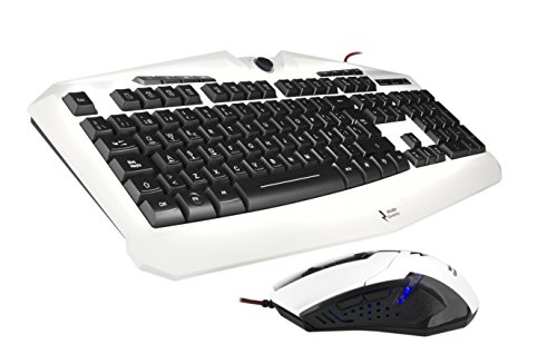 Mars Gaming MCPZE1 - Pack de teclado y ratón gaming para PC (12 teclas multimedia, retroiluminación 7 colores, control intensidad, 2800 DPI, 6 botones gaming, ambidiestro), color blanco