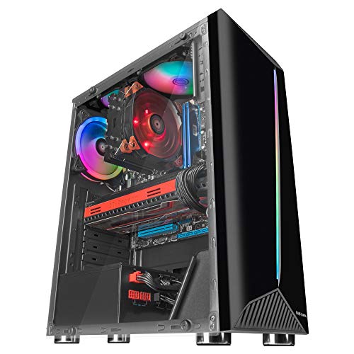 Mars Gaming MCX, Caja de PC ATX, Cristal Templado, Ventilador RGB DUAL RING, Negro